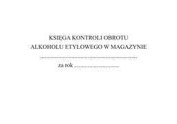 Księga kontroli obrotu alkoholem etylowym w magazynie